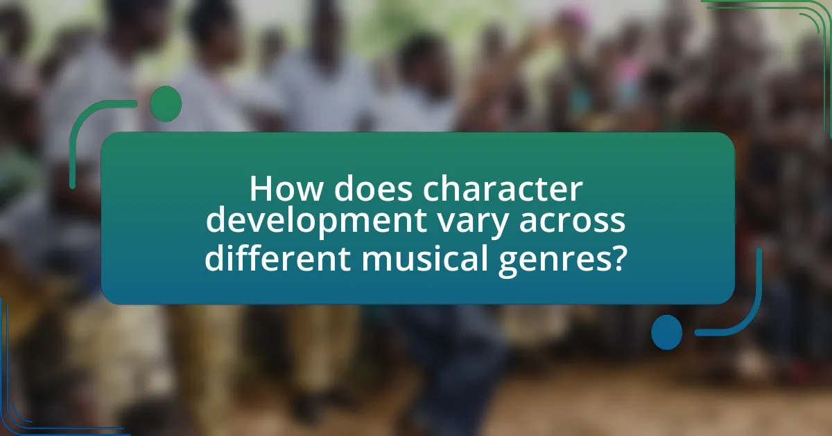 How does character development vary across different musical genres?